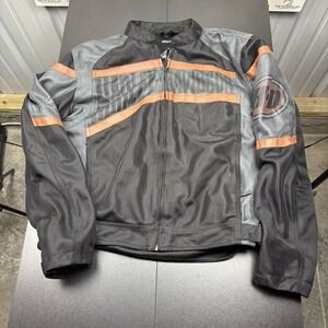 Harley Davidson Riding Gear Motorcycle Jacket Mesh Black Gray‎ Orange L